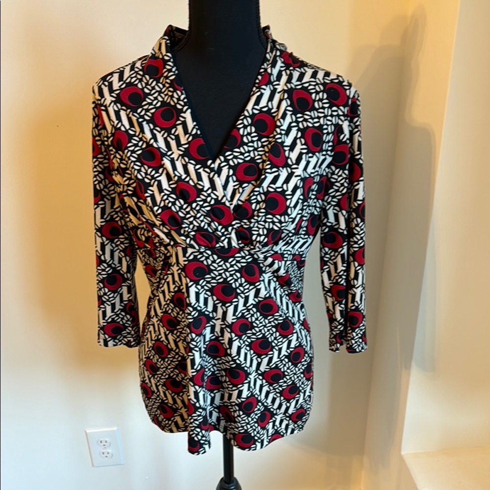 Black and White Blouse with Collar